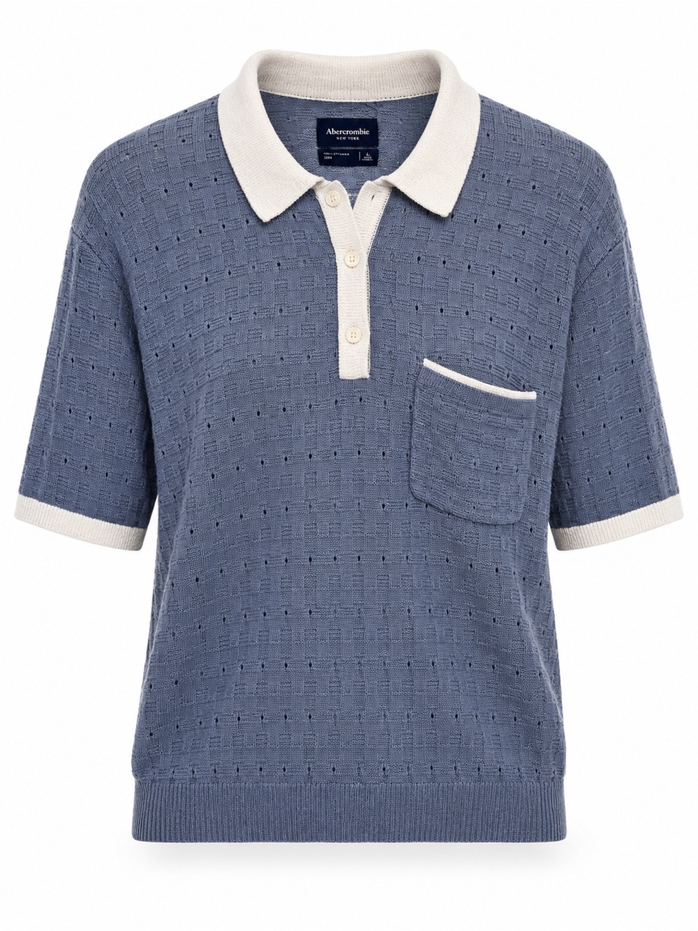 Abercrombie & Fitch Mens Textured Knit Polo Shirt W/ Contrasting Accents Beachy